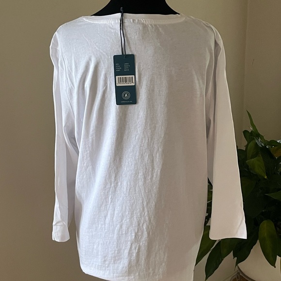 Caribbean Joe Womens Holiday 3/4 Length Sleeve Top - Size Large - Picture 3 of 5